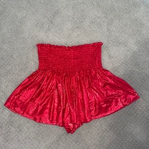 Queen of Sparkles red sparkly smocked skort